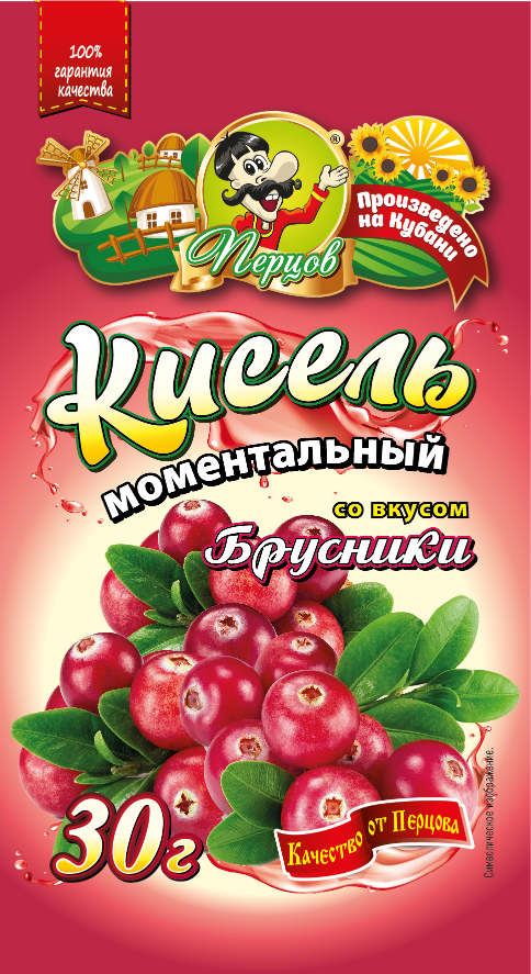 картинка Кисель моментальный со вкусом Брусники 30 г от Кубанского производителя натуральных специй и приправ  Перцов