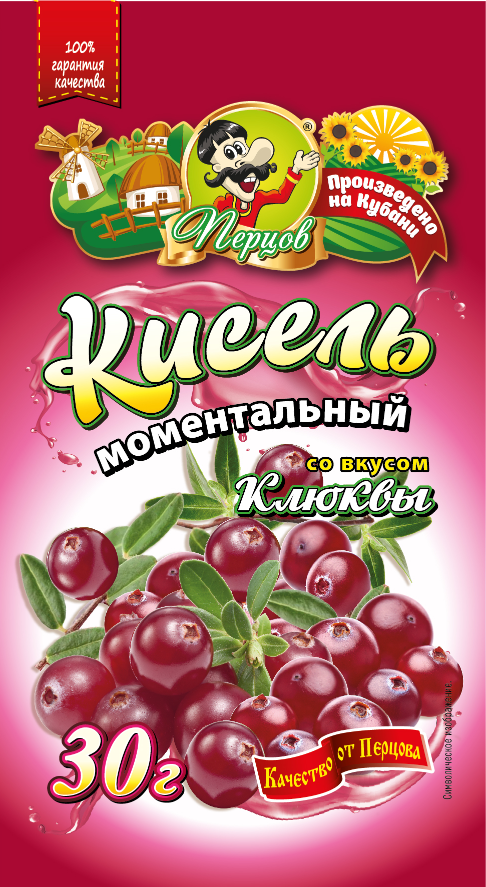 картинка Кисель моментальный со вкусом Клюквы 30 г от Кубанского производителя натуральных специй и приправ  Перцов