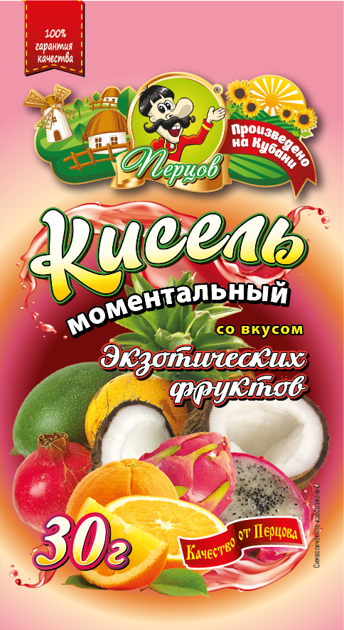 картинка Кисель моментальный со вкусом Экзотических фруктов 30 г от Кубанского производителя натуральных специй и приправ  Перцов