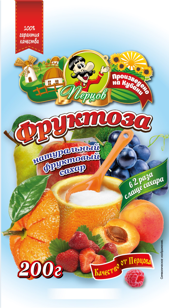 картинка Фруктоза (натуральный фруктовый сахар) 200 г от Кубанского производителя натуральных специй и приправ  Перцов