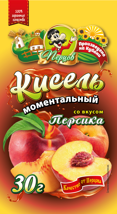 картинка Кисель моментальный со вкусом Персика 30 г от Кубанского производителя натуральных специй и приправ  Перцов